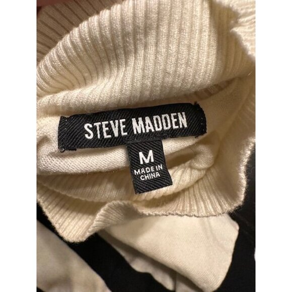 Steve Madden Striped Turtleneck Oversize Flowy Knit Pullover Ribbed Sweater M - Picture 8 of 8